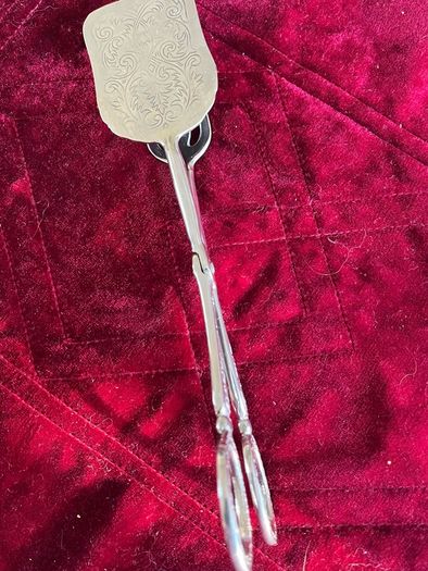 silver plated cake tongs