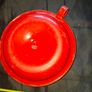 Beautiful Old Genuine Red Enamel Candlestick Holder and Drip Tray, Postage Available Image 3