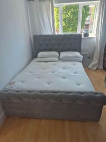 king size grey sleigh bed