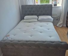 king size grey sleigh bed
