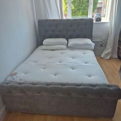 king size grey sleigh bed