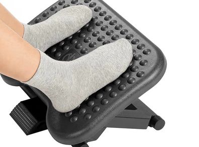 Foot Rest for Under Desk at Work with Massage, Foot Stool with 3 Height Position & 30 Degree Tilt Angle Adjustment for Home, Office