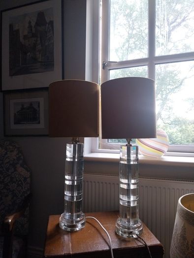 Pair of Ralph Lauren Farrah Crystal Column Table Lamps