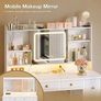 Vanity Desk with Movable LED Mirror and 8 Drawers, Dressing Table with Built-in USB Power Outlets & RGB Light Strip Vanity Table with 4-Layer Adjustable Shelves, White Makeup Desk 110x40x137cm Image 2