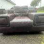 Brown leather sofa & armchair Image 10
