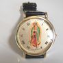 Lady of Guadalupe watch with black leather strap Image 2