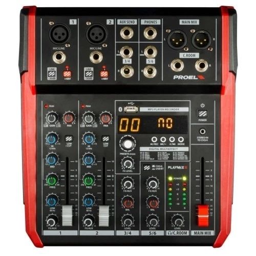 Proel PLAYMIX6 Compact Mixer with Built-in Effects, Bluetooth  USB