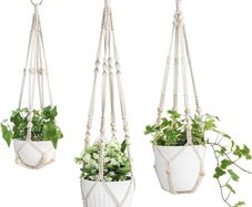 NEW SALE | 3 Pack Macrame Plant Hangers Indoor Hanging Planter Basket Flower Pot Holder Cotton Rope with Beads No Tassels, 58cm/73cm/89cm
