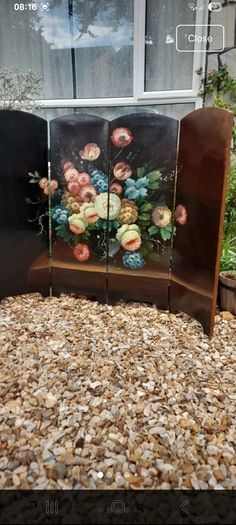 Antique painted panel screen