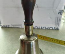Antique Brass School Bell With Wood Handle