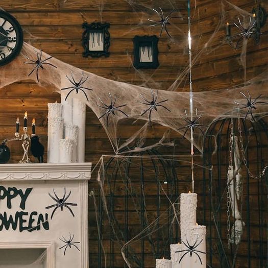 Halloween Spider Web Decoration, 100g Stretchable Cobwebs with 30 Realistic Fake Spiders - Perfect for Indoor/Outdoor, Garden, Garage & Haunted House Parties - Create a Chilling Atmosphere