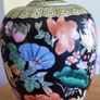 Vintage Black Porcelain Chinese Famille Rose Jar Urn Image 4