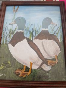 Original Framed Painting of Ducks, Simple & Original, Signed