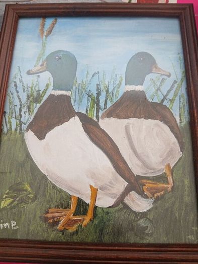 Original Framed Painting of Ducks, Simple & Original, Signed