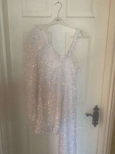 white sparkly dress