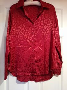 Shein leopard print satin blouse