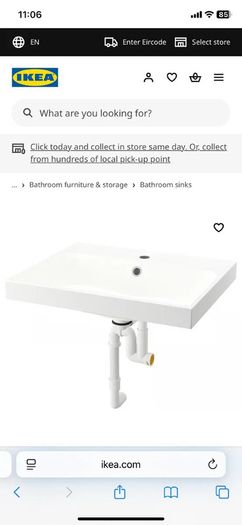 IKEA ANGSJON 2-Drawer Wash Stand BACKSJON Sink - Unused Oak Effect 60cm