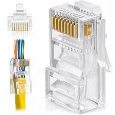 50PCS RJ45 Connectors Cat5e Pass Through EZ to Crimp Modular Plug for Solid Stranded Network Cable