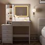 Dressing Table with LED Mirror and Adjustable Lights, 90cm White Vanity Desk Image 3