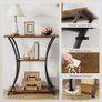 Narrow Console Table with 3 Tiers, Slim Hallway Table with Curved Metal Frame and Open Shelves, Entryway or Sofa Table for Living Room and Foyer (Rustic Brown) Image 3