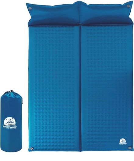 Double Self-Inflating Camping Mat - 2 Man Lightweight Sleeping Mat, Inflatable Camping Mat for 2 Person, Two Man Thick Sleeping Pad with Pillow for Hiking, Backpacking, Car Camp (FREE POSTAGE)