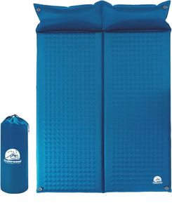 Double Self-Inflating Camping Mat - 2 Man Lightweight Sleeping Mat, Inflatable Camping Mat for 2 Person, Two Man Thick Sleeping Pad with Pillow for Hiking, Backpacking, Car Camp (FREE POSTAGE)