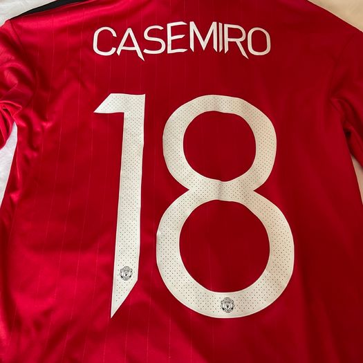 2022 2023 Manchester United Man Utd Red genuine Long Sleeve Home Shirt CASEMIRO 18 Junior