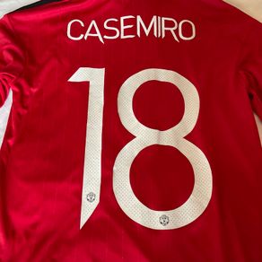 2022 2023 Manchester United Man Utd Red genuine Long Sleeve Home Shirt CASEMIRO 18 Junior