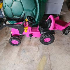 pink tractor and trailer