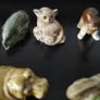 vintage glass display wall cabinet with Wade collection figurines Image 6