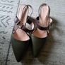 Brown and khaki green slip on low high heels Image 4