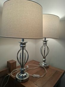 Table Lamps large size set of two stainless steel with led bulbs