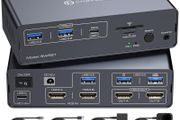 USB C KVM Switch 2 Monitors 2 Computers HDMI 4K60Hz EDID KVM Docking Station for 1 Laptop 1 Desktop Share Dual Monitor 13 in 1 Dock