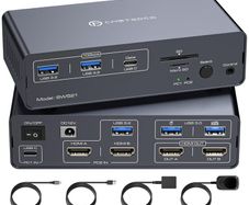 USB C KVM Switch 2 Monitors 2 Computers HDMI 4K60Hz EDID KVM Docking Station for 1 Laptop 1 Desktop Share Dual Monitor 13 in 1 Dock