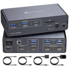 USB C KVM Switch 2 Monitors 2 Computers HDMI 4K60Hz EDID KVM Docking Station for 1 Laptop 1 Desktop Share Dual Monitor 13 in 1 Dock