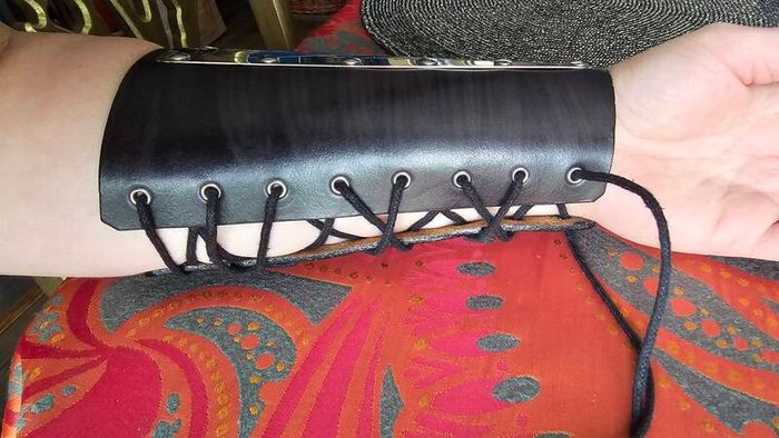 Celtic style large silver metal and leather cuff bangle new