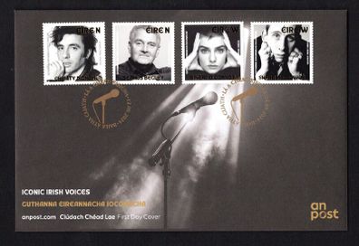 2024 Ireland Iconic Irish Voices (Christy Dignam, Seamus Begley, Sinead O'Connor & Shane McGowan) Commemorative Stamp An Post First Day Cover (FDC)