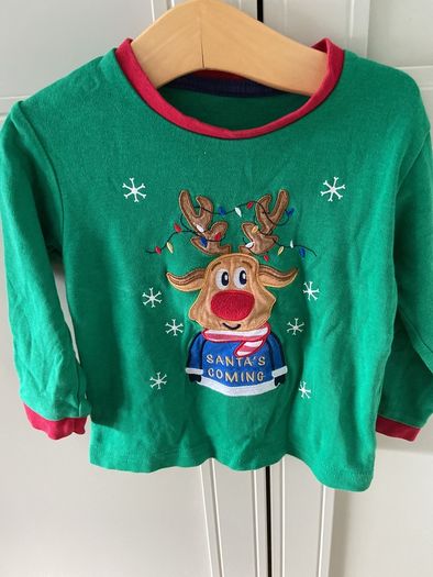 Green Rudolph 'Santa's Coming' christmas top 12-18m