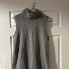 Zara grey polo neck sleeveless knit top size S