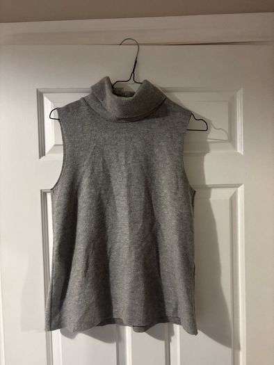 Zara grey polo neck sleeveless knit top size S