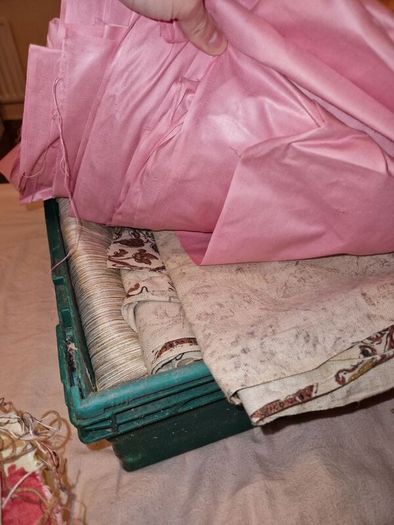 Large quantity of material for dressmaking, curtains, upholstery