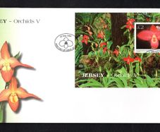 2004 Jersey Orchids Phragmipedium "Jason Fisher" Commemorative Stamp Miniature Sheet First Day Cover (FDC)