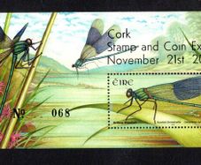2009 Cork Stamp and Coin Exhibition 21st November 2009 Exhibition Miniature Sheet on Fauna and Flora Dragonflies Banded Demoiselle Commemorative Stamp Miniature Sheet Mint Never Hinged (MNH) No 68