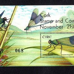 2009 Cork Stamp and Coin Exhibition 21st November 2009 Exhibition Miniature Sheet on Fauna and Flora Dragonflies Banded Demoiselle Commemorative Stamp Miniature Sheet Mint Never Hinged (MNH) No 68