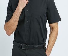 Black Short Sleeve Cotton Shirt