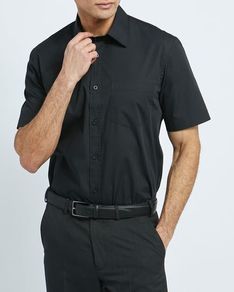 Black Short Sleeve Cotton Shirt