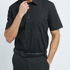 Black Short Sleeve Cotton Shirt