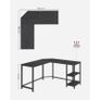 L-Shaped Desk with 2 Shelves Black with Wood Grain Image 4