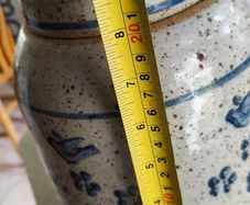Rare Early Nicholas Mosse Irish Stoneware BLUE BIRD MOTIF Storage 8 1/4 inchs Tall Canister & Lid The lid have a cracke and been fixed