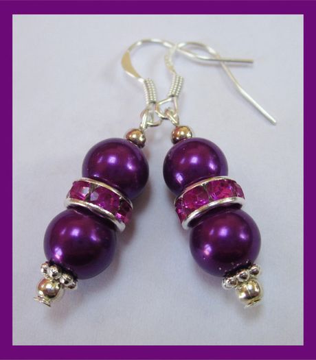 Stunning Silver Plated Earrings in Hot Purple
